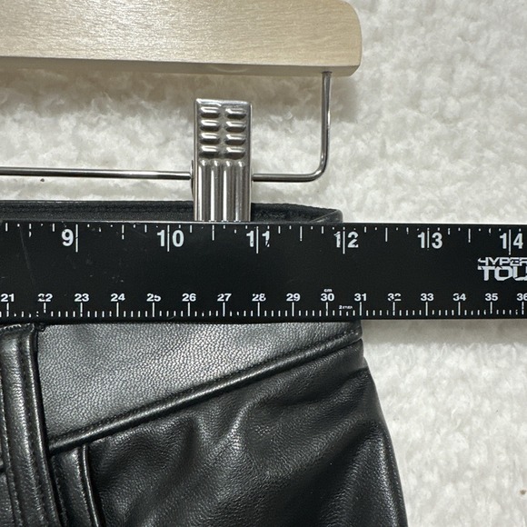 Abercrombie & Fitch Criss Cross 90s Straight High Rise Vegan Leather Black Pants - Picture 10 of 13